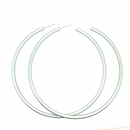 Extra Large Light Green Round Hoop Earrings